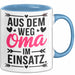 Oma Großmutter Tasse Becher Geschenk Lustige Geschenkidee Spruch Aus Dem Weg Oma Im Einsatz Blau Trendation