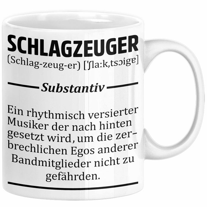 Schlagzeug-Spieler Geschenk Drummer Tasse Geschenkidee Spruch Schlagzeuger Definition Schlagzeuger Weiß Trendation