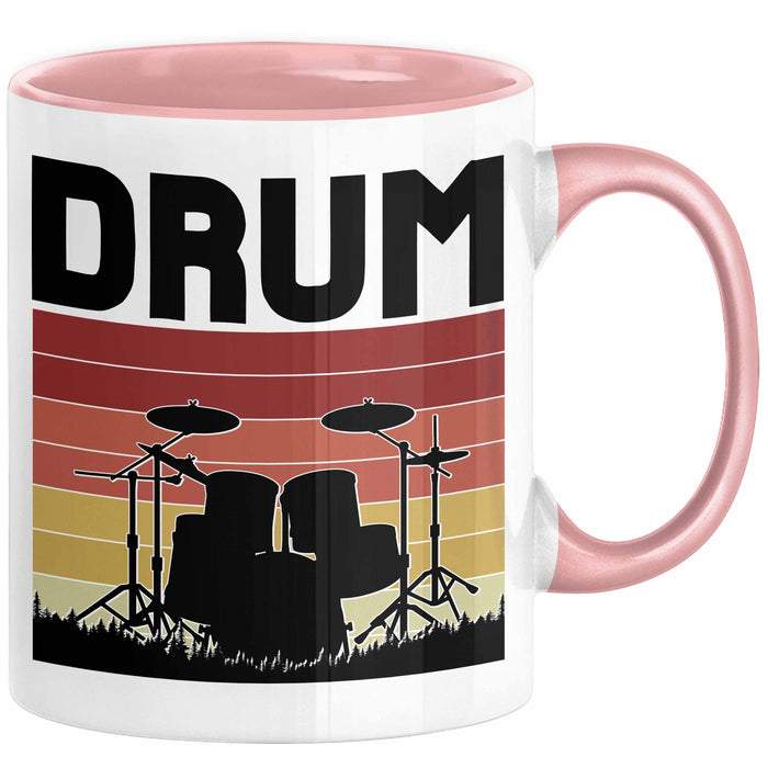 Drummer Schlagzeug-Spieler Geschenk Tasse Geschenkidee Kaffee-Becher Schlagzeuger Drum Rosa Trendation
