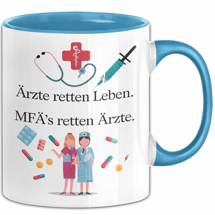 Medizinstudent Arzt Tasse Geschenk Lustige Geschenkidee Spruch Ärzte Retten Leben Mfas Retten Ärzte Blau Trendation