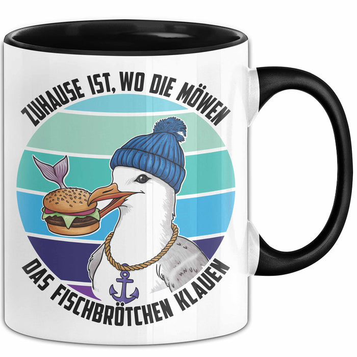 Nordsee Tasse Geschenk Zuhause Ist Wo Die Möwen Das Fischbrötchen Klauen Geschenkidee Sylt Norderney Trendation