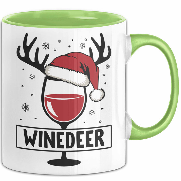 Rotwein-Trinker Tasse Geschenk Weindeer Weihnachten Geschenkidee Für Rot-Weintrinker Kaffee-Becher Grün Trendation