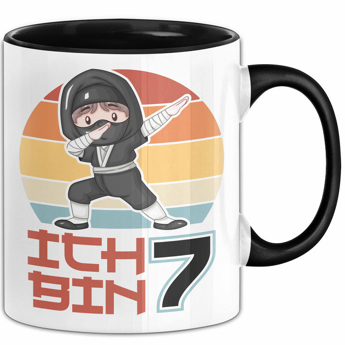 Kinder Tasse Geschenk Ich Bin 7 Ninja Junge Geburtstag Spruch Schwarz Trendation