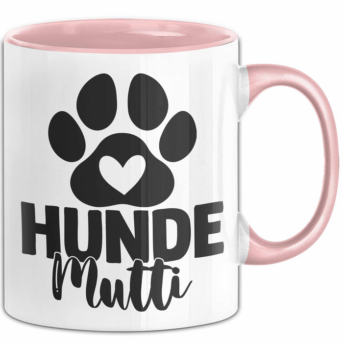 Hundemama Tasse Geschenk Hunde-Mutti Geschenkidee Hundeliebhaberin Kaffee-Becher Rosa Trendation