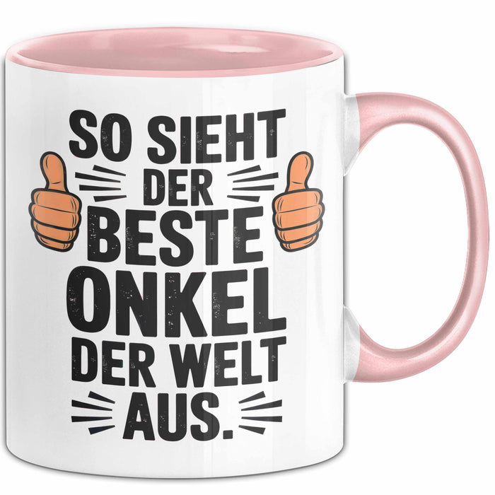 Onkel Sarkastisch Sarkasmus Tasse Geschenk Lustige Geschenkidee Spruch So Sieht Der Beste Onkel Der Welt Aus Rosa Trendation
