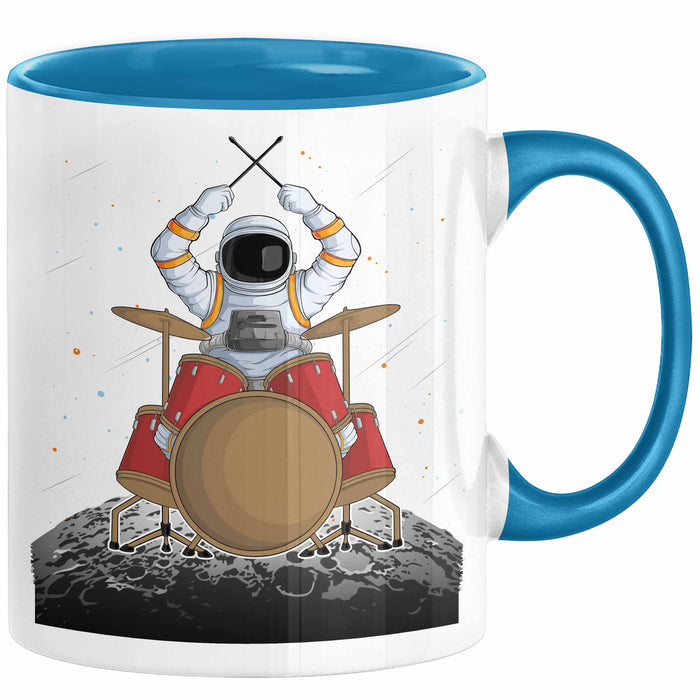 Drummer Schlagzeug-Spieler Geschenk Tasse Geschenkidee Kaffee-Becher Schlagzeuger Mond Grafik Blau Trendation