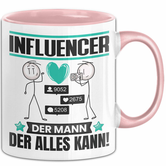Influencer Tasse Geschenk für Influencer Der Mann Der Alles Kann Geschenkidee zum Geburtstag Rosa Trendation