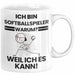 Softballspieler Geschenk Tasse Lustiger Spruch Ich Bin Softballspieler Warum Weil Ich Es Kann Geschenkidee Bester Softballspieler Geburtstag Kaffee-Becher Weiß Trendation