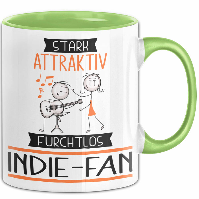 Indie-Fan Tasse Geschenk Becher Stark Attraktiv Furchtlos Indie-Fan Lustige Geschenkidee Grün Trendation