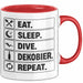 Taucher Tasse Geschenk Eat Sleep Geschenkidee Tauchen Becher Rot Trendation