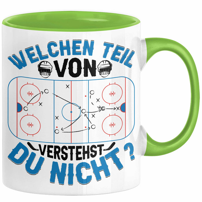Eishockey Trainer Geschenk Tasse Coach Eis-Hockey Spieler Geschenkidee Eishockeyspieler Geschenkdiee Welchen Teil Von Verstehst Du Nicht Kaffee-Becher Grün Trendation
