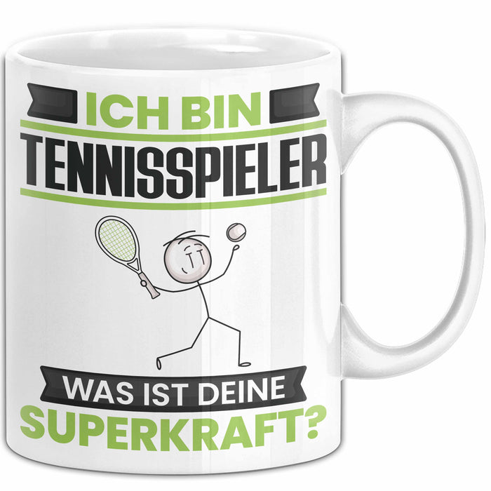 Tennisspieler Tasse Geschenk für Tennisspieler Geburtstag Lustiger Spruch Kaffee-Becher Was Ist Deine Superkraft Weiß Trendation