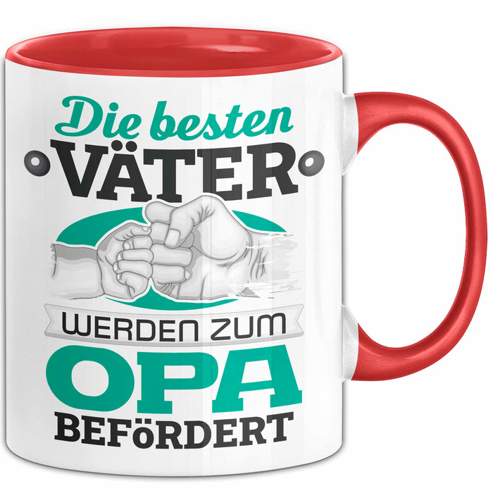Opa Tasse Geschenk Du Wirst Opa Verkündung Die Besten Väter Werden Zum Opa Befördert Becher Rot Trendation