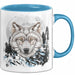 Wolf Tasse Geschenk Abstrakt Wölfe Mondlandschaft Geschenkidee Blau Trendation