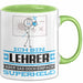 Lehrer Geschenk Tasse Ich Bin Lehrer Aber Sag Doch Einfach Superheld Lustige Geschenkdiee für Lehrer Kaffee-Becher Grün Trendation