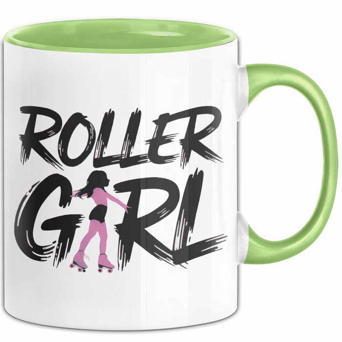 Rollschuh Skater Tasse Geschenk Rollergirl Skating Geschenkidee Lustig Grün Trendation
