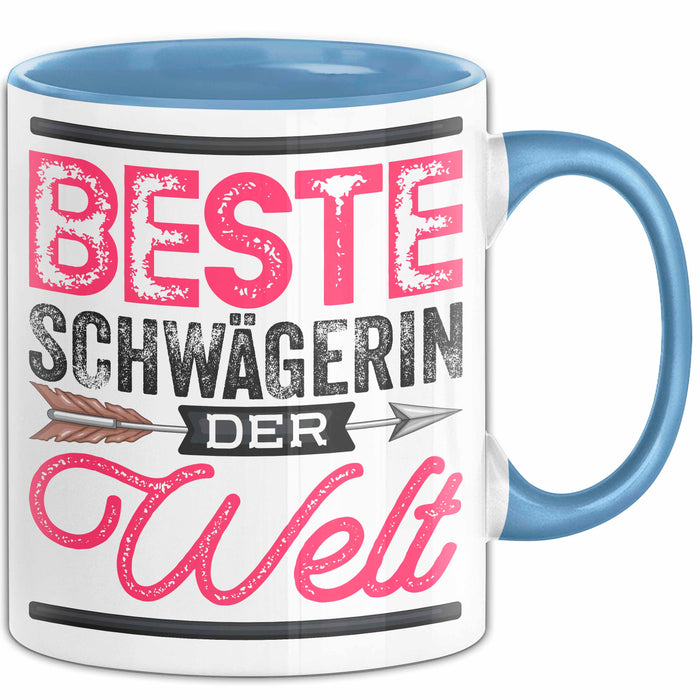 Schwägerin Geschenk Tasse Mit Spruch Beste Schwägerin Der Welt Becher Blau Trendation
