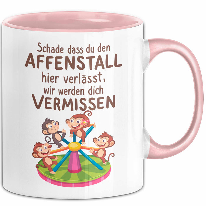 Büro Arbeit Kollege Tasse Geschenk Lustige Geschenkidee Spruch Schade Dass Du Den Affenstall Hier Verlässt Rosa Trendation