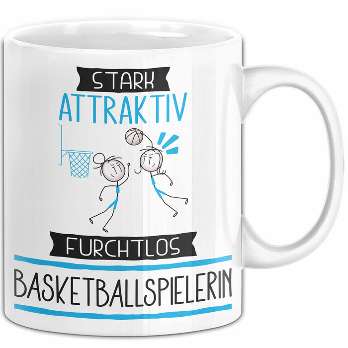 Basketballspielerin Tasse Geschenk Becher Stark Attraktiv Furchtlos Basketballspielerin Lustige Geschenkidee Weiß Trendation