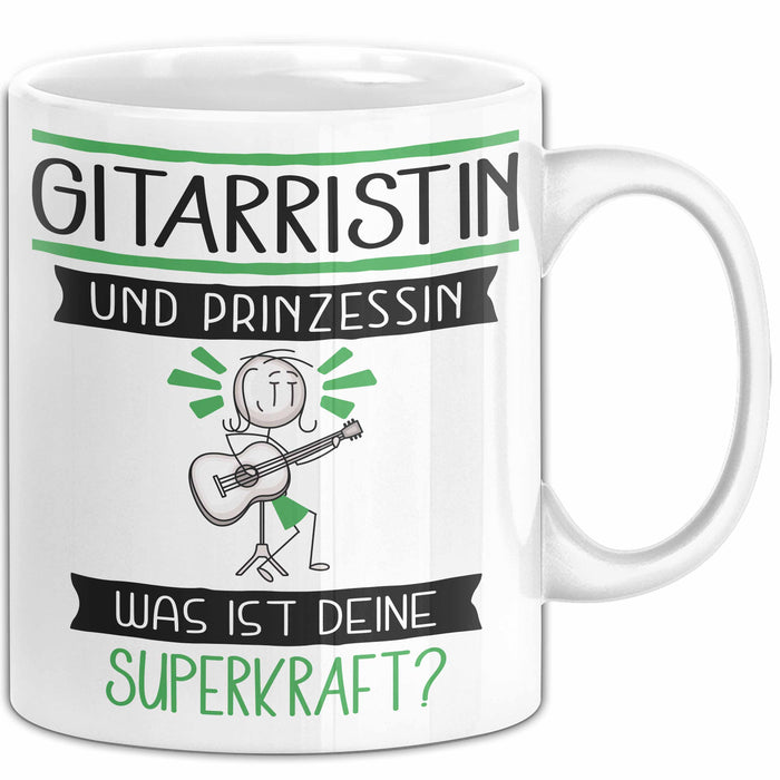 Gitarristin Und Prinzessin Tasse Geschenk Für Eine Gitarristin Geburtstag Was Ist Deine Superkraft Weiß Trendation