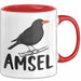 Amsel Vogel Tasse Geschenk Vogelbeobachter Ornithologe Biologe Rot Trendation