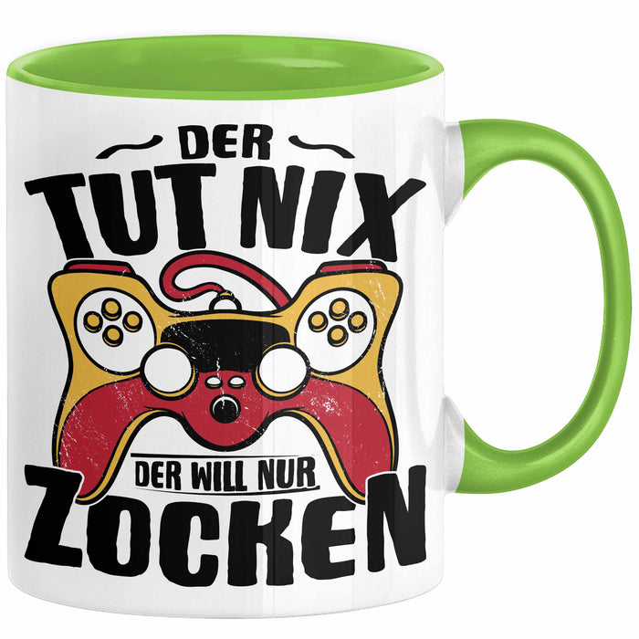 Gamer Geschenk Tasse Geschenkidee für Zocker Der Tut Nix Der Will Nur Zocken Jungs Geschenkdiee Gaming Grün Trendation