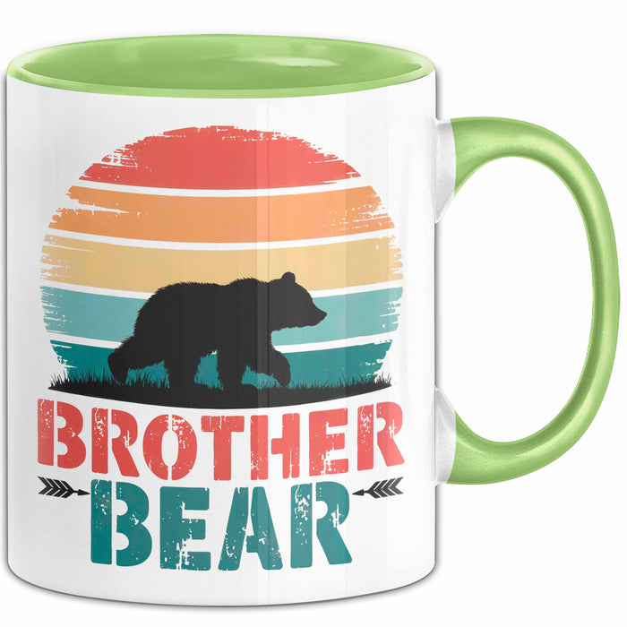 Retro Bruder Bär Tasse Geschenk Lustige Geschenkidee Spruch Grün Trendation