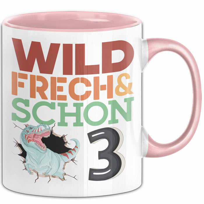 3. Geburtstag Geschenk Tasse Becher Wild Frech Und Schon 3 Rosa Trendation