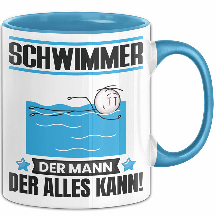 Schwimmer Tasse Geschenk für Schwimmer Der Mann Der Alles Kann Geschenkidee zum Geburtstag Blau Trendation