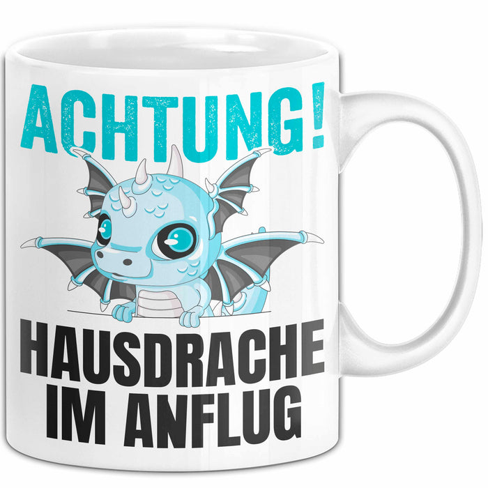 Hausdrache Im Anflug Tasse Geschenk Becher Weiß Trendation