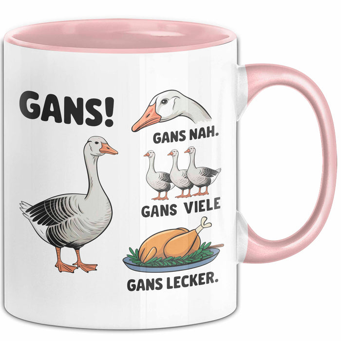 Gans Tier Gänse Bauer Tasse Becher Geschenk Lustige Geschenkidee Spruch Gänsearten Rosa Trendation