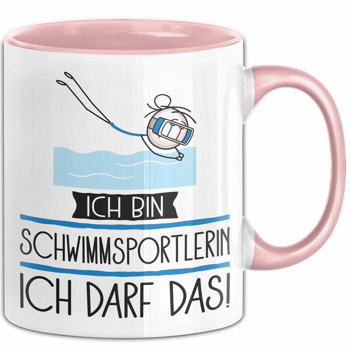 Geschenk für Schwimmsportlerin Tasse Lustige Geschenkidee Geburtstag Ich Bin Schwimmsportlerin Ich Darf Das Rosa Trendation