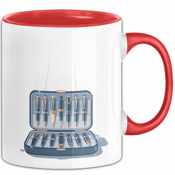 Stift Sammler Tasse Geschenk Lustige Geschenkidee Spruch Für Schreibwerkzeug Fans Rot Trendation