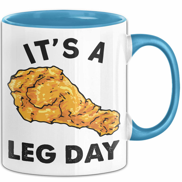 Its A Leg Day Gym Tasse Geschenk Chicken Wing Beine Trainieren Gym Becher Blau Trendation