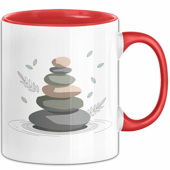 Meditationsfan Tasse Geschenkidee für Achtsamkeitssuchende Rot Trendation