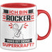 Rocker Tasse Geschenk für Rocker Geburtstag Lustiger Spruch Kaffee-Becher Was Ist Deine Superkraft Rot Trendation