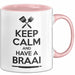 Südafrika Südafrikanisch Tasse Geschenk Lustige Geschenkidee Spruch Bleib Ruhig Und Genieße Ein Braai Rosa Trendation