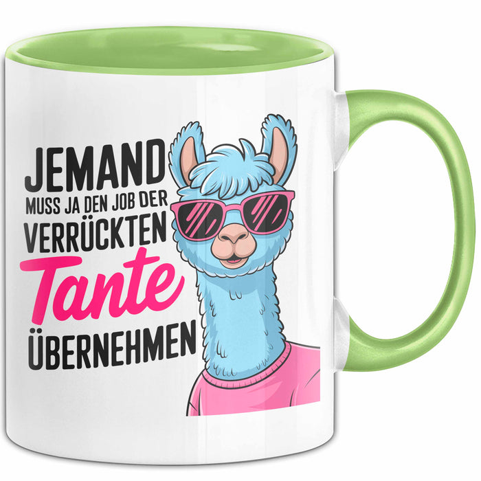 Tante Patentante Nichte Neffe Sarkasmus Tasse Becher Geschenk Lustige Geschenkidee Spruch Den Job Der Verrückten Tante Grün Trendation