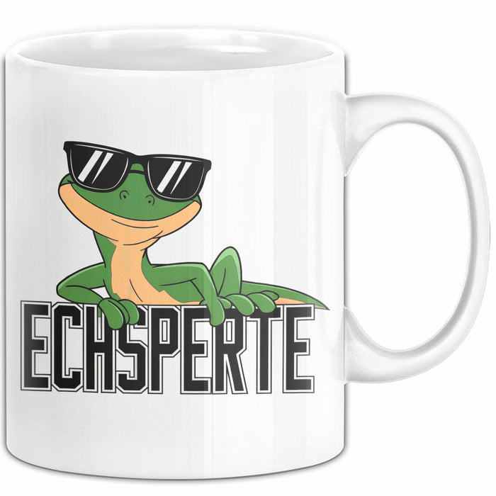Reptil Leopardgecko Echse Tasse Geschenk Lustige Geschenkidee Spruch Echsperte Weiß Trendation