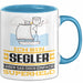 Segler Geschenk Tasse Ich Bin Segler Aber Sag Doch Einfach Superheld Lustige Geschenkdiee für Segler Kaffee-Becher Blau Trendation