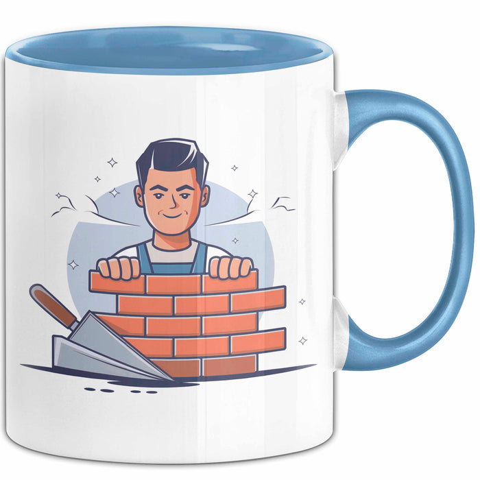 Maurer Tasse Geschenk Lustige Geschenkidee Spruch Für Ziegelbauer Blau Trendation