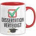 Doktorarbeit Geschafft Tasse Geschenk Dissertation Verteidigt Geschenkidee Master Doktor Kaffee-Becher Rot Trendation