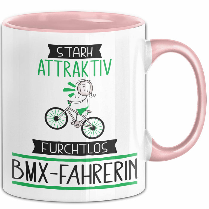 BMX-Fahrerin Tasse Geschenk Becher Stark Attraktiv Furchtlos BMX-Fahrerin Lustige Geschenkidee Rosa Trendation