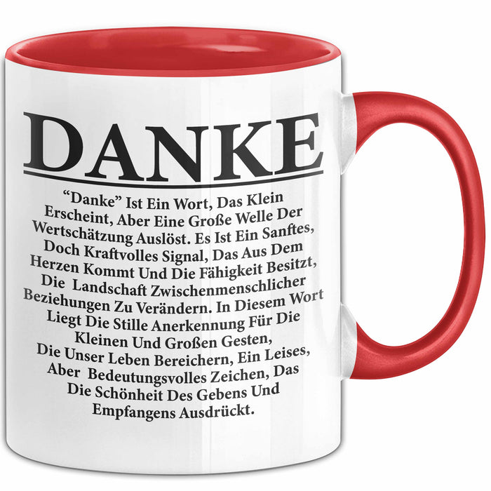 Danke Tasse Geschenk Lustige Geschenkidee Spruch Danke Rot Trendation
