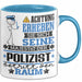Polizist Geschenk Tasse Lustiger Spruch Erheben Sie Sich Der Polizist Betritt den Raum Blau Trendation