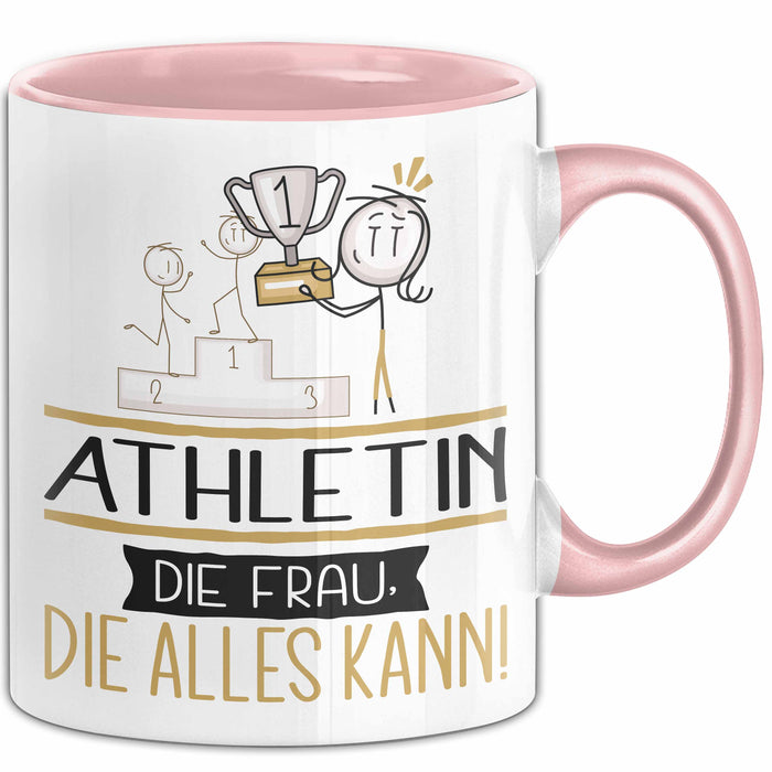 Athletin Geschenk Tasse Becher Die Frau Die Allen Kann Geschenkidee für eine Athletin Lustig Rosa Trendation