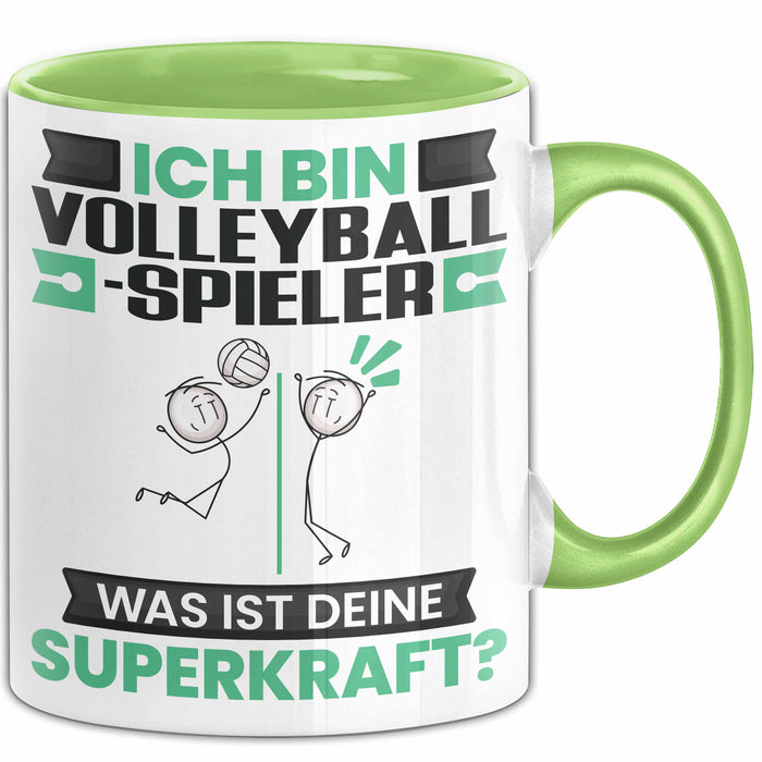 Volleyballspieler Tasse Geschenk für Volleyballspieler Geburtstag Lustiger Spruch Kaffee-Becher Was Ist Deine Superkraft Grün Trendation