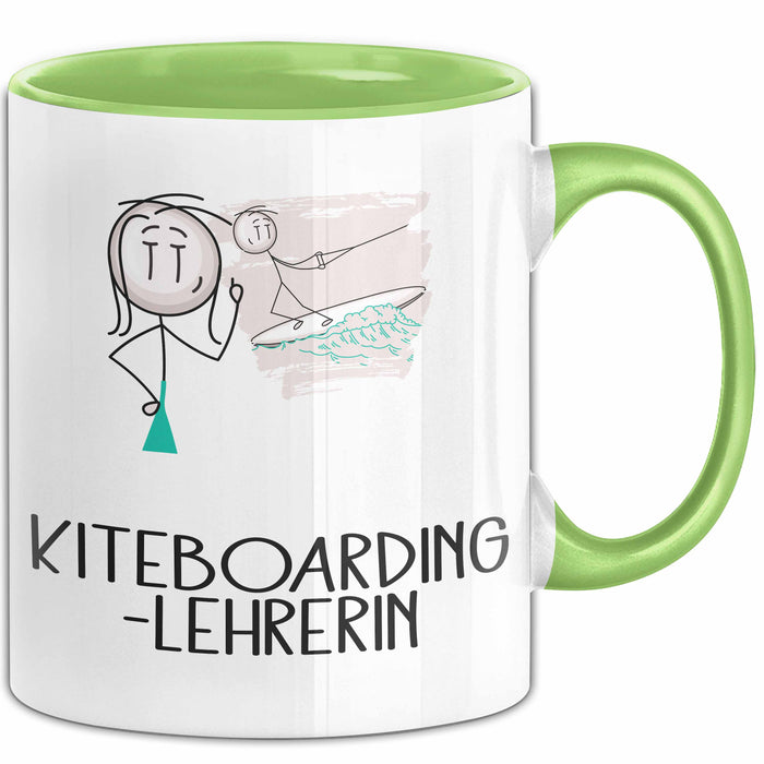 Geschenk für Kiteboarding-Lehrerin Tasse Lustige Geschenkidee Geburtstag Ich Bin Kiteboarding-Lehrerin Ich Darf Das Grün Trendation