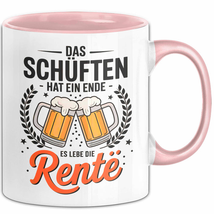 Rentner Pensionär Sarkasmus Tasse Geschenk Lustige Geschenkidee Spruch Das Schuften Hat Ein Ende Es Lebe Die Rente Rosa Trendation