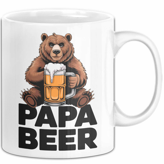 Papa Bier Tasse Geschenk Lustige Geschenkidee Spruch Weiß Trendation
